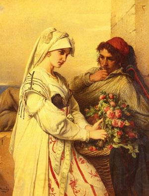 Jean-Francois Portaels The Rose Vendor Norge oil painting art